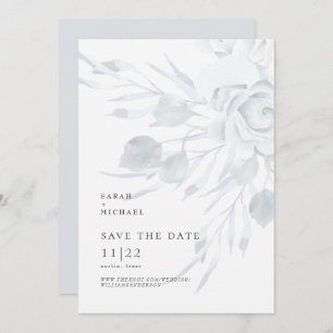 Dusty Blue Elegant Floral Wedding Save The Date