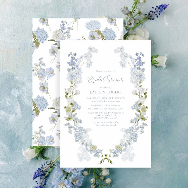 Dusty Blue Elegant Garden Vintage Bridal Shower Invitation (Bridal Shower Invitation!)