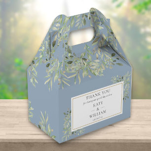 Dusty Blue Elegant Greenery Wedding Thank You Favour Box
