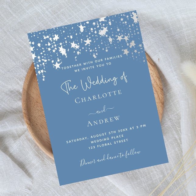Dusty blue elegant luxury wedding invitation (Creator Uploaded)