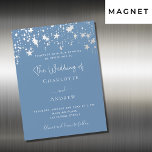 Dusty blue elegant luxury wedding magnetic invitation<br><div class="desc">Dusty blue background,  decorated with white stars.  Personalise and andd your names and the details.
Back: dusty blue background.</div>