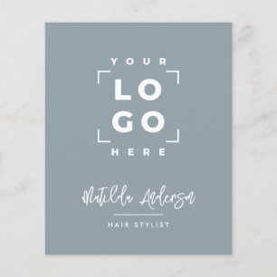 Dusty blue elegant modern girly price QR code Flyer