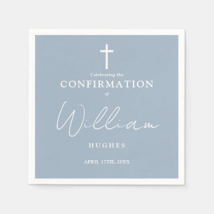 Dusty Blue Elegant Modern Minimalist Confirmation Napkin