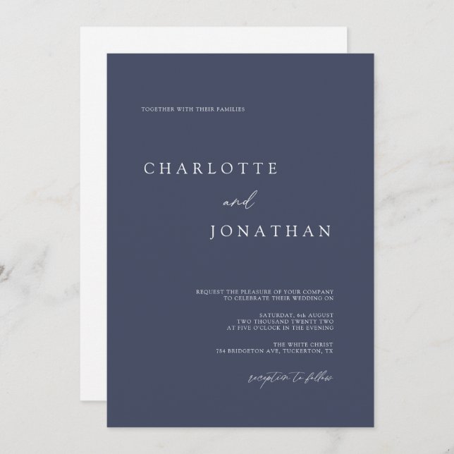 Dusty Blue Elegant Modern QR Code Wedding Invitation (Front/Back)