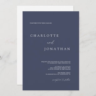 Dusty Blue Elegant Modern QR Code Wedding Invitation