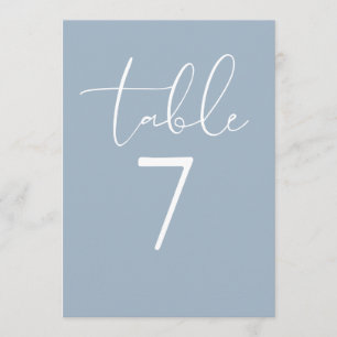 Dusty Blue Elegant Modern Script Table Number
