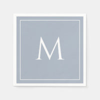 Dusty blue elegant monogram initial 