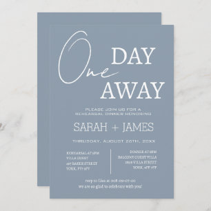 Dusty Blue Elegant One Day Away Rehearsal Dinner  Invitation