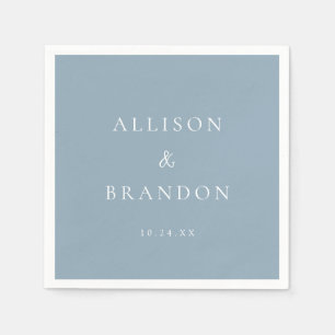 Dusty Blue Elegant Personalised Wedding Napkin