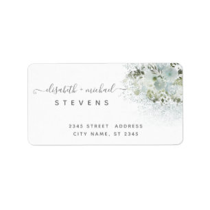 Dusty blue elegant romantic floral label