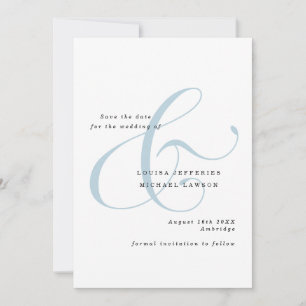 Dusty Blue Elegant Script Ampersand Photo Wedding Save The Date
