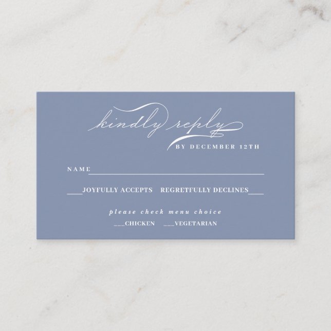 Dusty Blue Elegant Script Enclosure Card (Front)