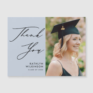 Dusty Blue Elegant Script Graduation Thank You