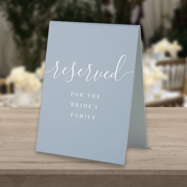 Dusty Blue Elegant Script Wedding Reserved (Dusty Blue Elegant Script Wedding Reserved Table Tent Sign)