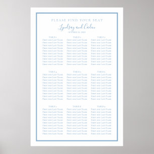 Dusty Blue Elegant Script Wedding Seating Chart