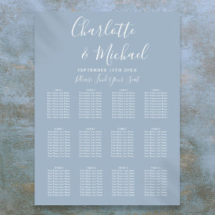 Dusty Blue Elegant Signature Wedding Seating Chart