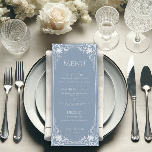 Dusty Blue Elegant Vintage Antique Frame Wedding Menu