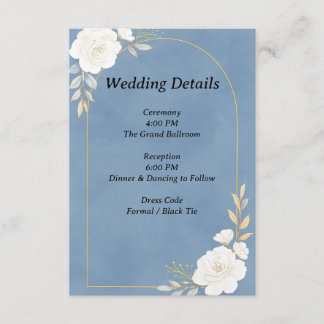 Dusty Blue Elegant Wedding Details Card
