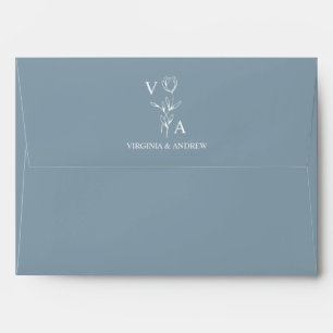 Dusty Blue Elegant Wedding Envelope