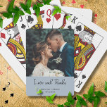 Dusty Blue Elegant Wedding Love and Thanks Photo Playing Cards<br><div class="desc">Add a playful and personal twist to your wedding favors with these custom Dusty Blue “Love and Thanks” poker cards. The front showcases your favorite wedding photo along with your names and date, turning an ordinary deck into a unique keepsake. Perfect for game-loving couples or as a fun thank-you gift...</div>