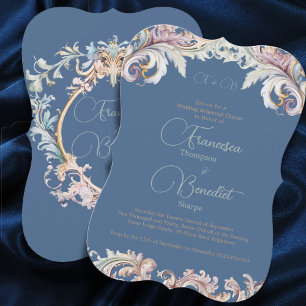 Dusty Blue Elegant Wedding Rehearsal Dinner