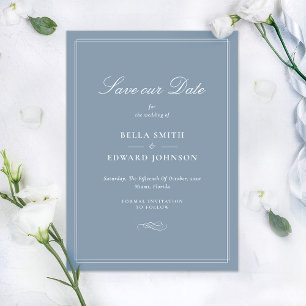 Dusty Blue Elegant Wedding Save the Date  Invitation