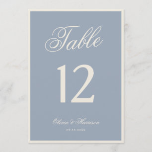 Dusty Blue Elegant Wedding Table Number