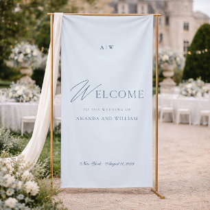 Dusty Blue Elegant Wedding Welcome Banner