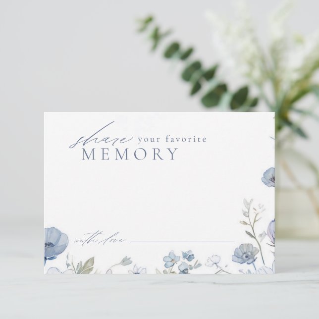 Dusty Blue Elegant Wildflower Share A Memory Card (Standing Front)