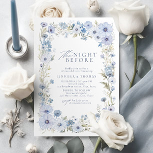 Dusty Blue Elegant Wildflower The Night Before Invitation