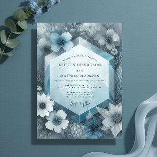 Dusty Blue Ethereal Bloom Wedding Invitation