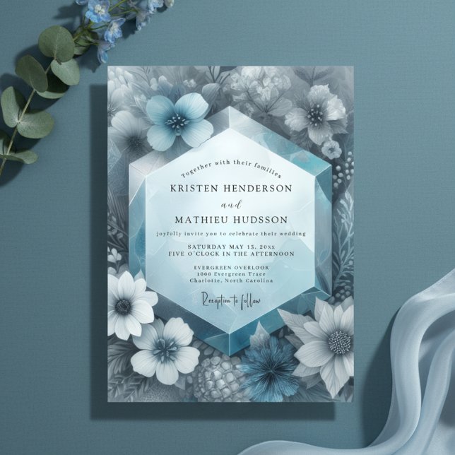 Dusty Blue Ethereal Bloom Wedding Invitation (Creator Uploaded)