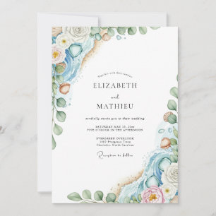 Dusty Blue Ethereal Coastal Wedding Invitation