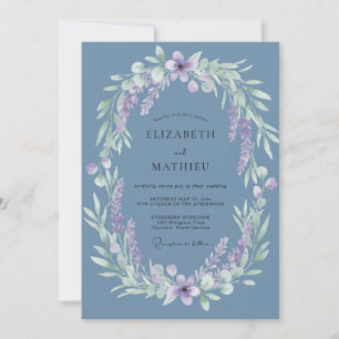 Dusty Blue Ethereal Floral Wedding Invitation
