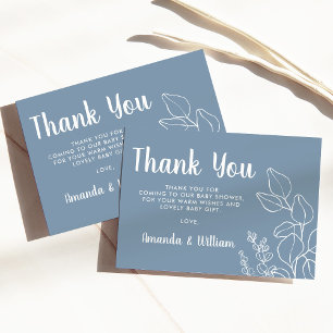 Dusty Blue Eucalyptus Baby Shower Thank You Card