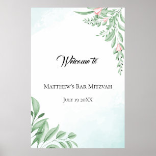 Dusty Blue Eucalyptus Bar Bat Mitzvah Welcome Poster