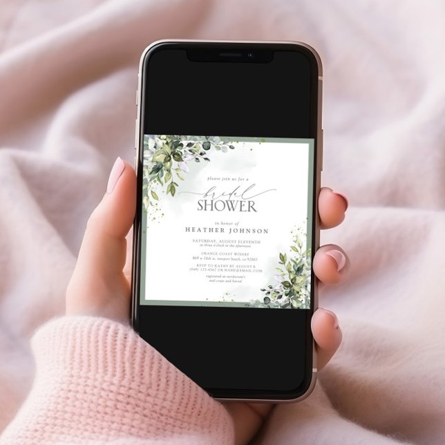 Dusty Blue Eucalyptus Botanical Bridal Shower Invitation (Creator Uploaded)