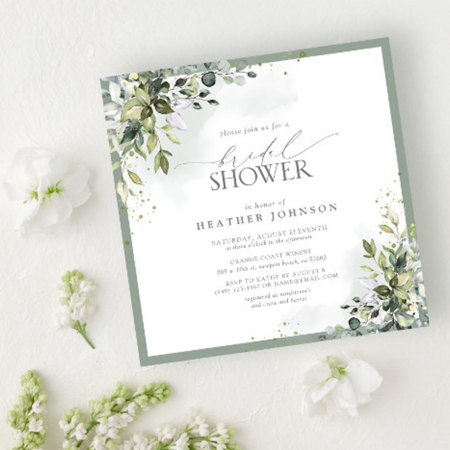 Dusty Blue Eucalyptus Botanical Bridal Shower Invitation (Creator Uploaded)