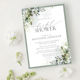 Dusty Blue Eucalyptus Botanical Bridal Shower Invitation