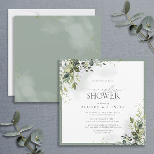 Dusty Blue Eucalyptus Botanical Couples Shower Invitation