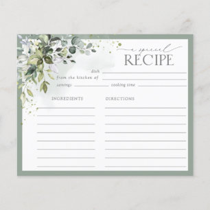 Dusty Blue Eucalyptus Botanical Shower Recipe Card