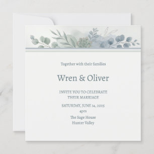 Dusty Blue Eucalyptus Botanical Wedding Invitation