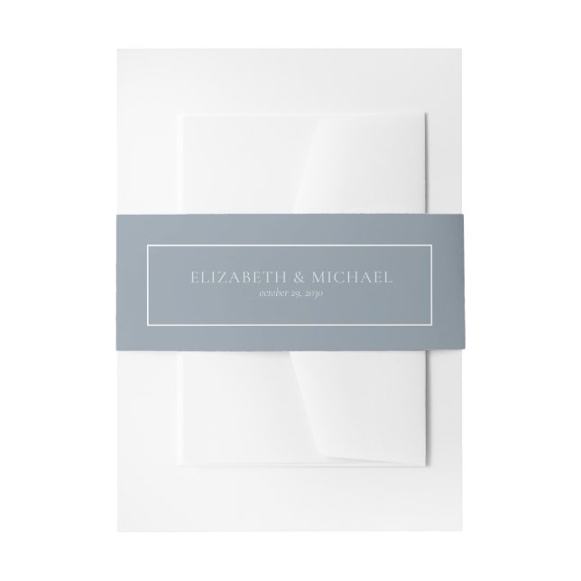 Dusty Blue Eucalyptus Botanical Wedding Invitation Belly Band (Front Example)