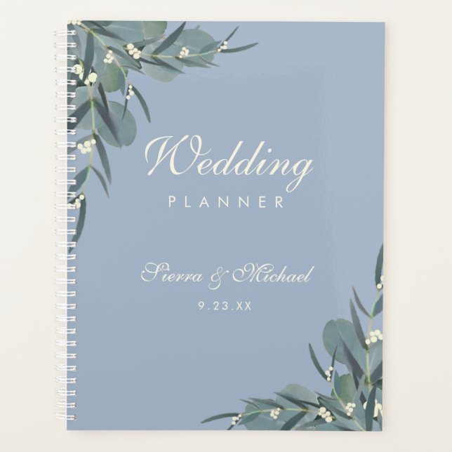 Dusty Blue | Eucalyptus Botanical Wedding Planner (Front)