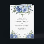Dusty Blue Eucalyptus Botanical Wedding Program Programme<br><div class="desc">These wedding programs feature a modern watercolor botanical design with dusty blue roses,  flowers and eucalyptus foliage. Personalise them with your text. Matching products available.</div>