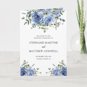 Dusty Blue Eucalyptus Botanical Wedding Program Programme