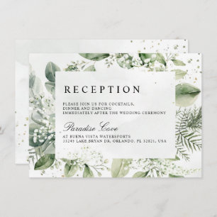Dusty Blue Eucalyptus Botanical Wedding Reception Invitation