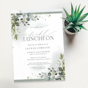 Dusty Blue Eucalyptus Bridal Luncheon Invitation