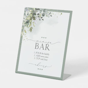 Dusty Blue Eucalyptus Bridal Shower Mimosa Bar Pedestal Sign