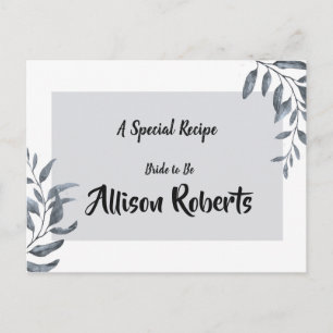 Dusty Blue Eucalyptus   Bridal Shower Recipe Postcard